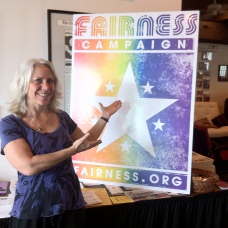 Robyn visiting Fairness Campaign Office, Louisville, KY